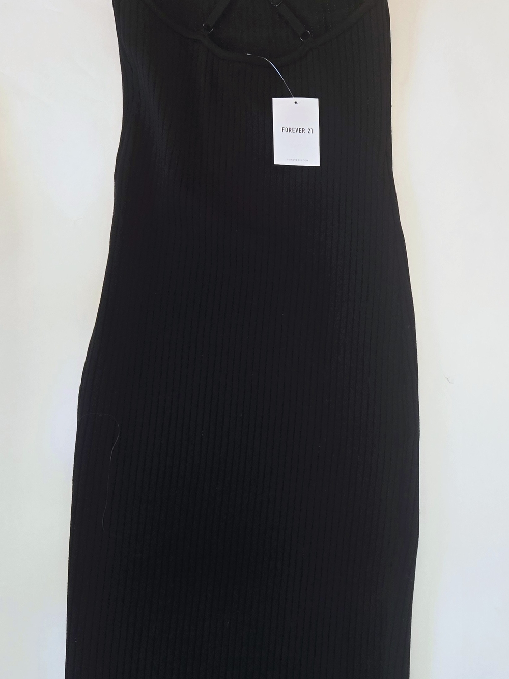 Forever 21 Black Ribbed Midi Slip Dress Womens Size M - Picture 4 of 11